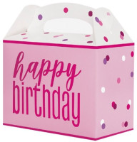 6 pink party boxes dots birthday