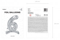 Widok: Srebrny 6 stojący balon foliowy 70cm