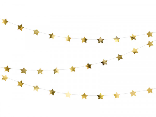 Goldene metallic Sternen Girlande 3,6m