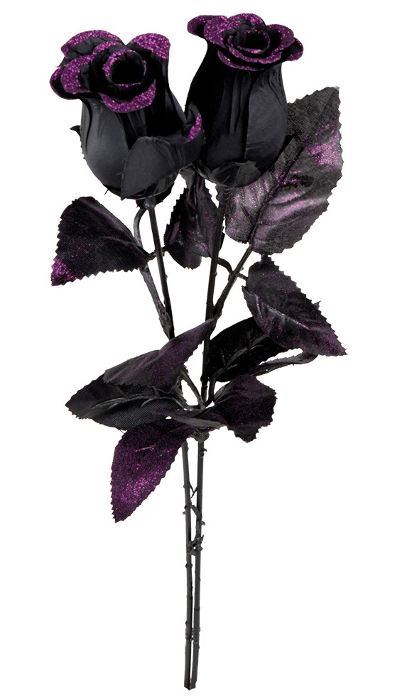 Rote schwarze Rosen Kunst Blumen 44 cm Gothic Halloween Deko 