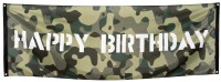 Happy birthday banner in camouflage pattern