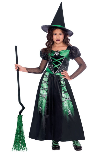 Disfraz de bruja araña verde para niña