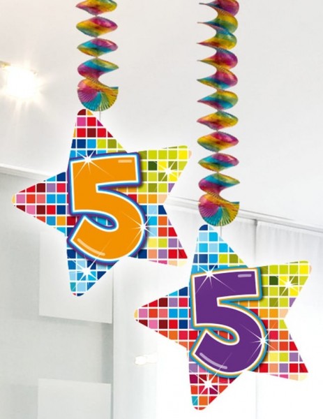 2 spiral hangers with stars 5th birthday
