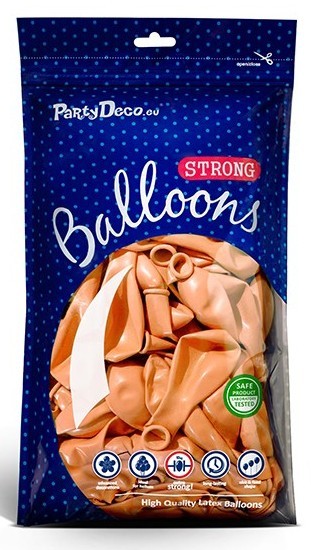 100 metalowych balonów Partystar morelowych 27cm 2