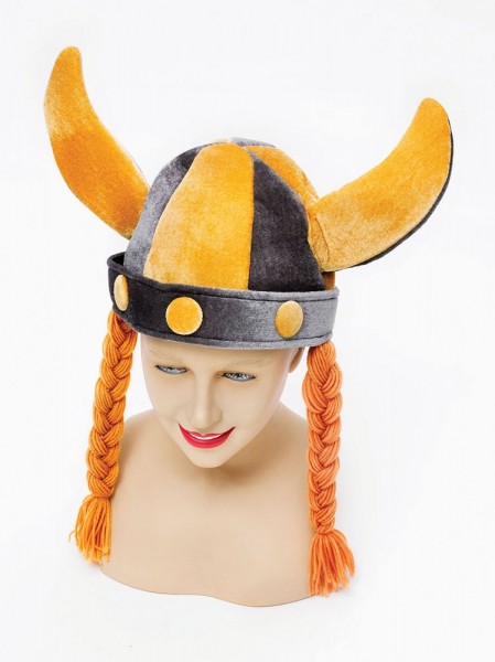 Plush viking helmet with braids