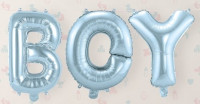 Balon foliowy napis Boy srebrno-niebieski 39cm
