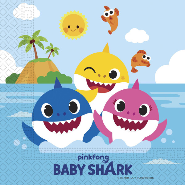 20 serviettes Baby Shark Fun in the Sun 33cm