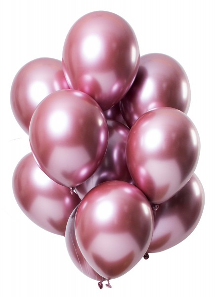 12 globos de látex rosas brillantes efecto espejo