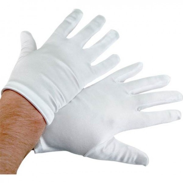 Białe satynowe rękawiczki 23cm