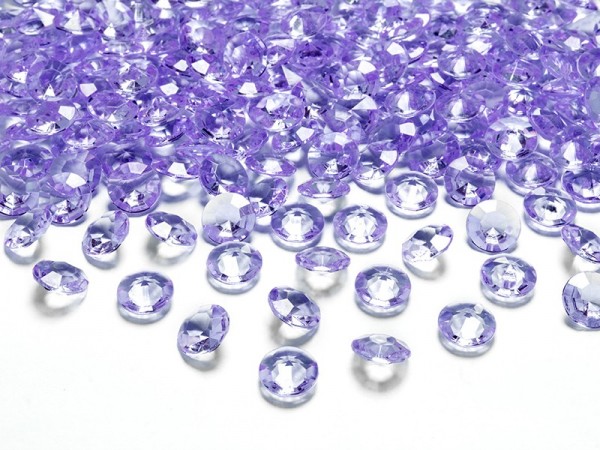 100 spredte dekorative diamanter lavendel 1,2 cm