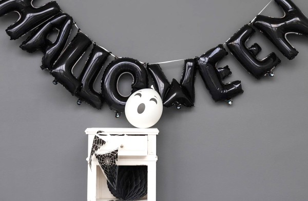 Globo de aluminio con letras de Halloween en negro 40cm