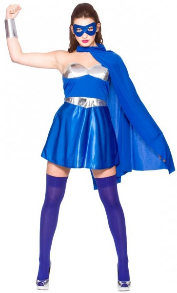 Blauw superheld kostuum