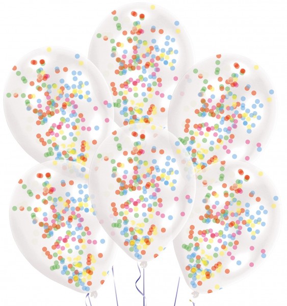6 globos de confeti Poppi de colores