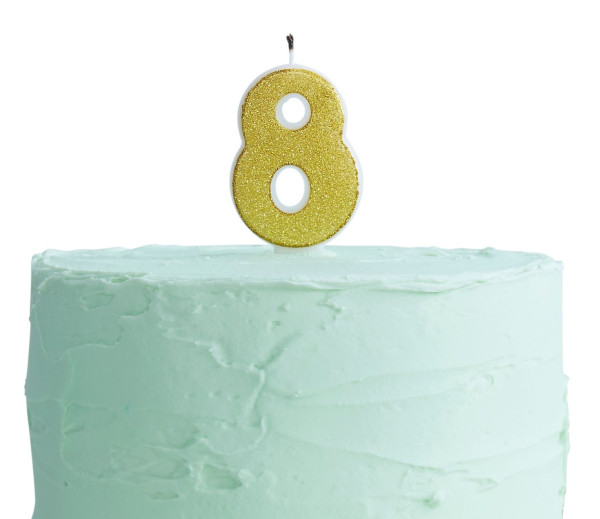 Golden Mix & Match number 8 cake candle 6cm