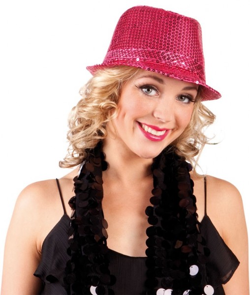 Sombrero de lentejuelas rosa Showgirl