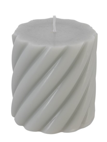 Pillar candle with spiral pattern grey 7 x 7.5cm