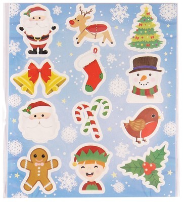 Autocollants de Noël, planche de stickers aux motifs colorés