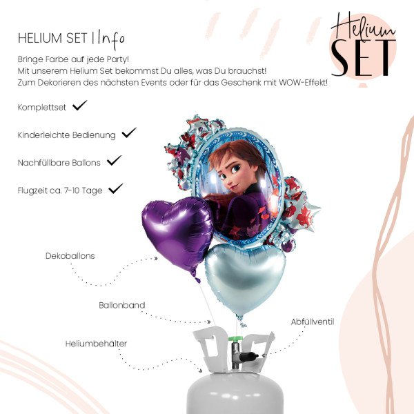 Frozen Anna & Elsa Ballonbouquet-Set mit Heliumbehälter 3