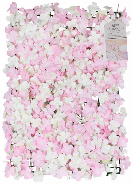 White and pink hydrangea flower wall