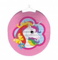 Enchanting Unicorn Lantern Round Rainbow Sparkle 25cm
