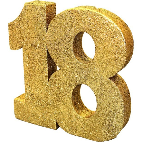 Número 18 de decoración en dorado 20cm