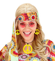 Hippie peace smykkesæt i gul