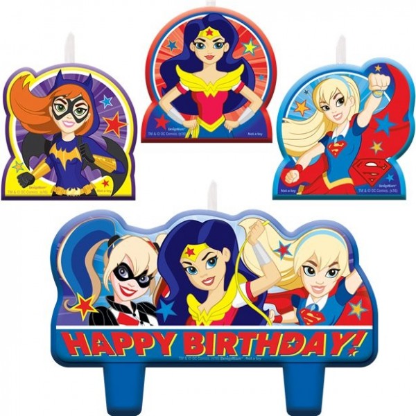 4 velas de pastel de super heroínas de DC
