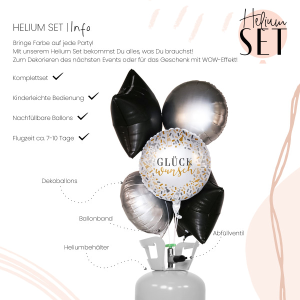 Hello Glückwunsch Ballon Bouquet-Set mit Heliumbehälter 3