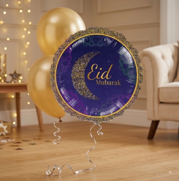 Eid Mubarak Foil Balloon Crescent Moon Design 46 cm