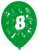 8 galna nummer ballonger 8-årsdag färgglada