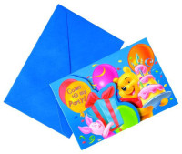6 tarjetas de invitación de feliz cumpleaños de Winnie the Pooh en un juego