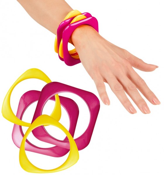 Retro Armbänder Pink-Gelb