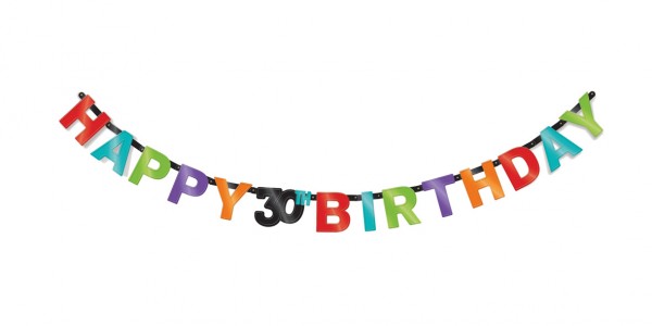 Guirlande Happy 30 Birthday Celebration colorée 213cm