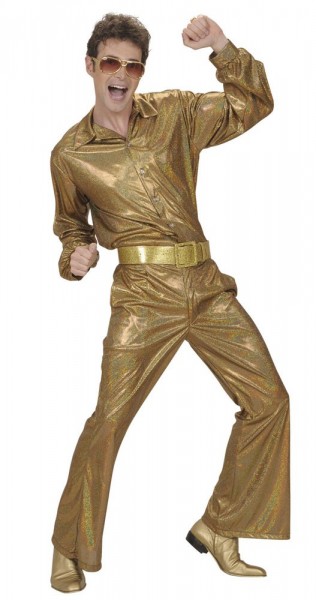 Brokatowe spodnie rozkloszowane dla mężczyzn Disco Złote 3