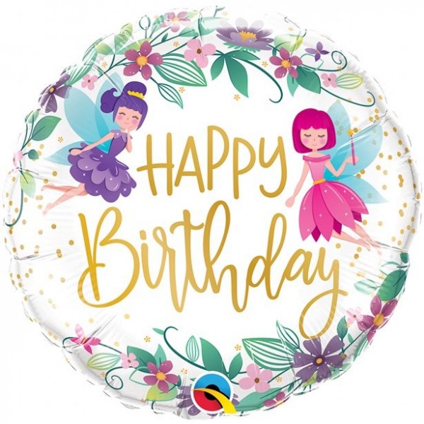 Happy birthday foil balloon fairies