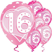 6 Lovely 16th Birthday Luftballons 28cm