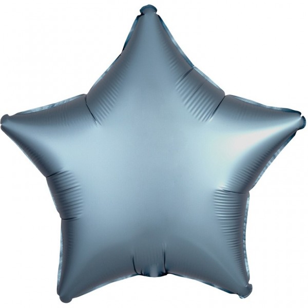 Folieballong stjärnsatin ser stålblått ut