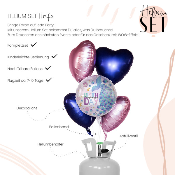 Magical Mermaid Birthday Ballonbouquet-Set mit Heliumbehälter 3