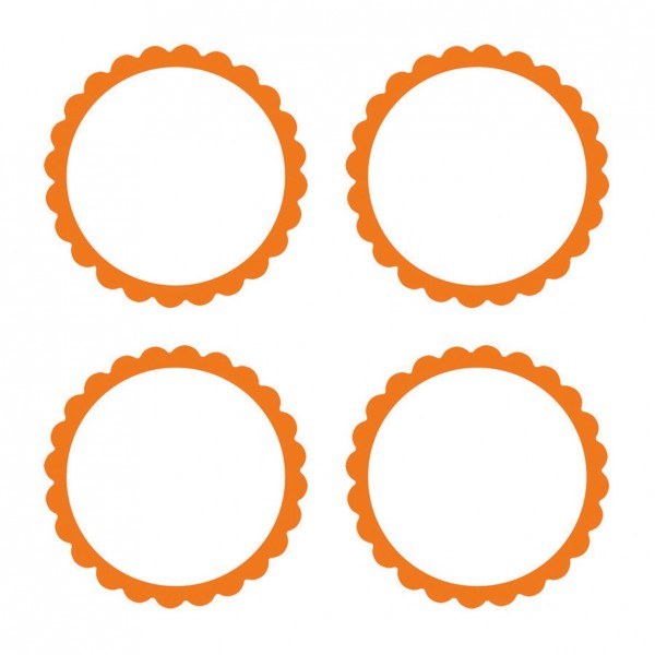 20 selvklæbende etiketter med orange blomsterkant