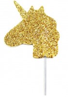 12 glittery unicorn cupcake skewers gold 3.5cm