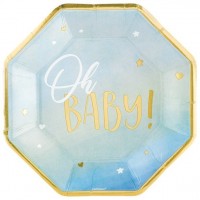 8 Oh Baby paper plates blue 25cm