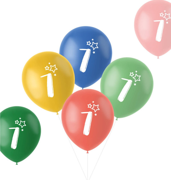 6 ballons joyeux 7e anniversaire 33cm