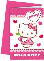6 Hello Kitty Sweet Cherry uitnodigingskaarten 14 x 9 cm