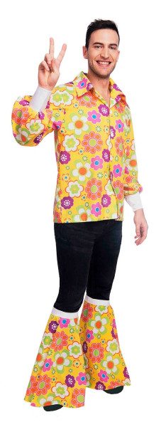 70s flower power shirt met manchetten