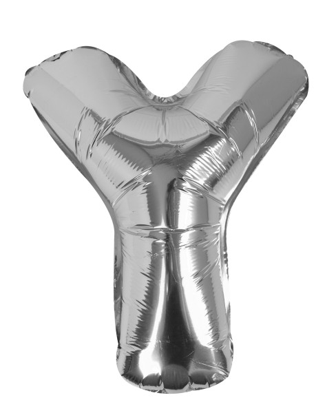 Silver Y bokstavsfolieballong 40cm