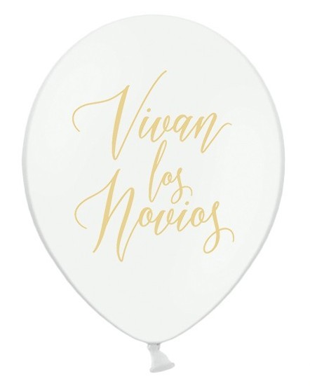 50 Vivan los Novios Ballons weiß gold 30cm