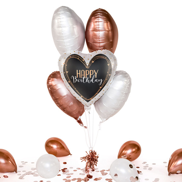 Heliumballon in der Box Happy Birthday Elegant Hearts