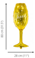 Oversigt: VIP nytårs champagne glasfolie ballon 28 x 80 cm