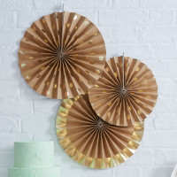 Preview: 3 Golden Nature paper rosettes