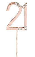 Widok: Topper na tort numer 21 w kolorze różowego złota 5,5 cm